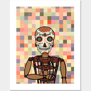 Puppet Master's Pixel Art - Mexican Character with Painted Eyes and Wood Pixel Item Posters and Art